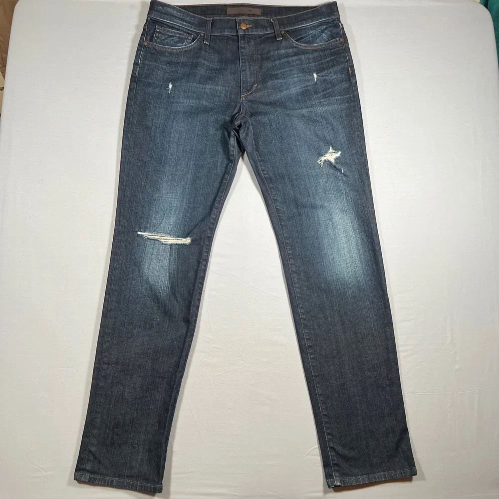 Joe's Jeans Mens 36 Brixton Straight Narrow Distressed Blue Dark Wash Denim